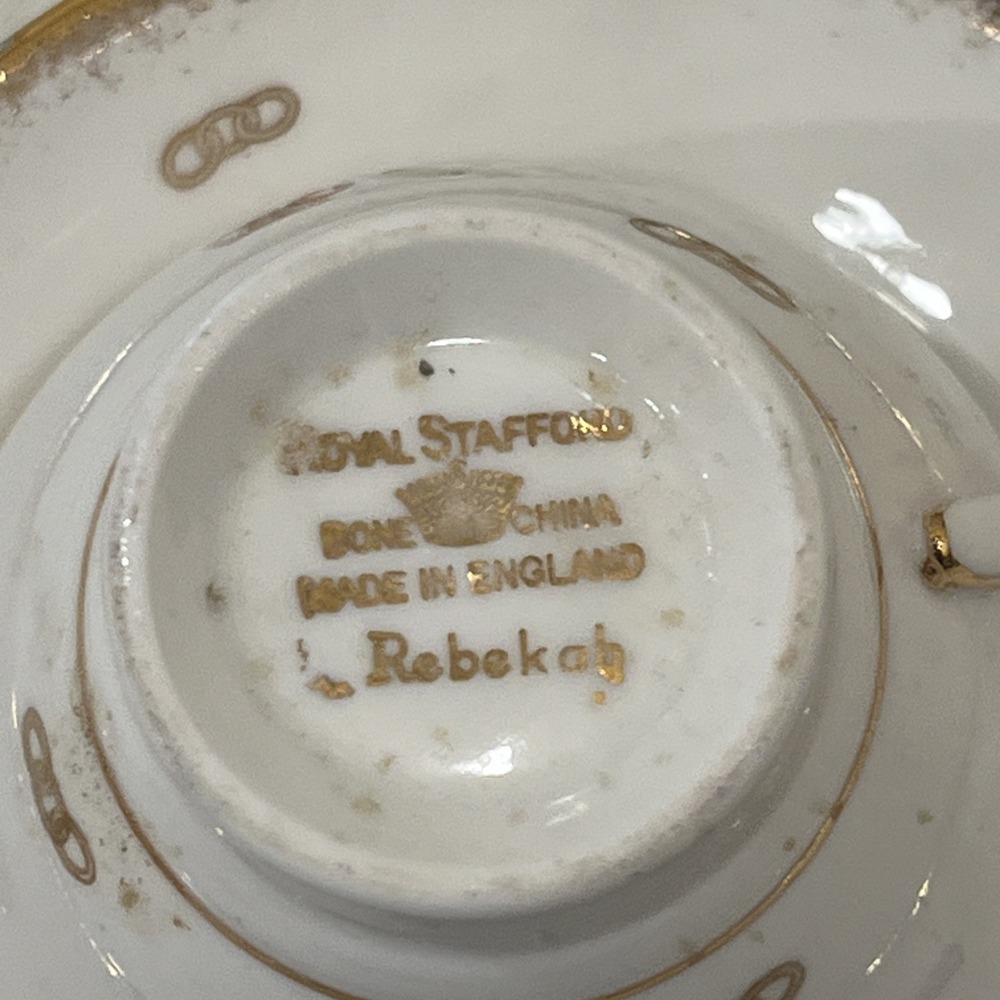 Royal Stafford Bone China England Tea Cup & Saucer Rebekah Lodge Antique Rare - Picture 8 of 9